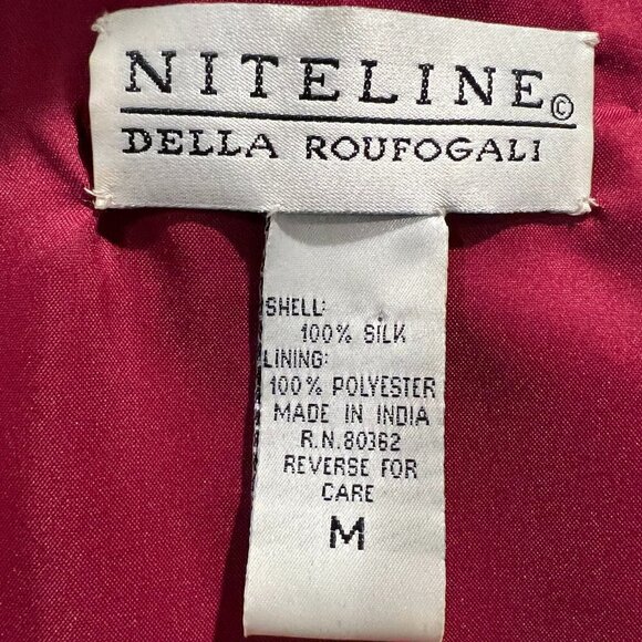 Vintage Niteline by Della Roufogali Red Silk Beaded jacket, Size Medium - Picture 13 of 14